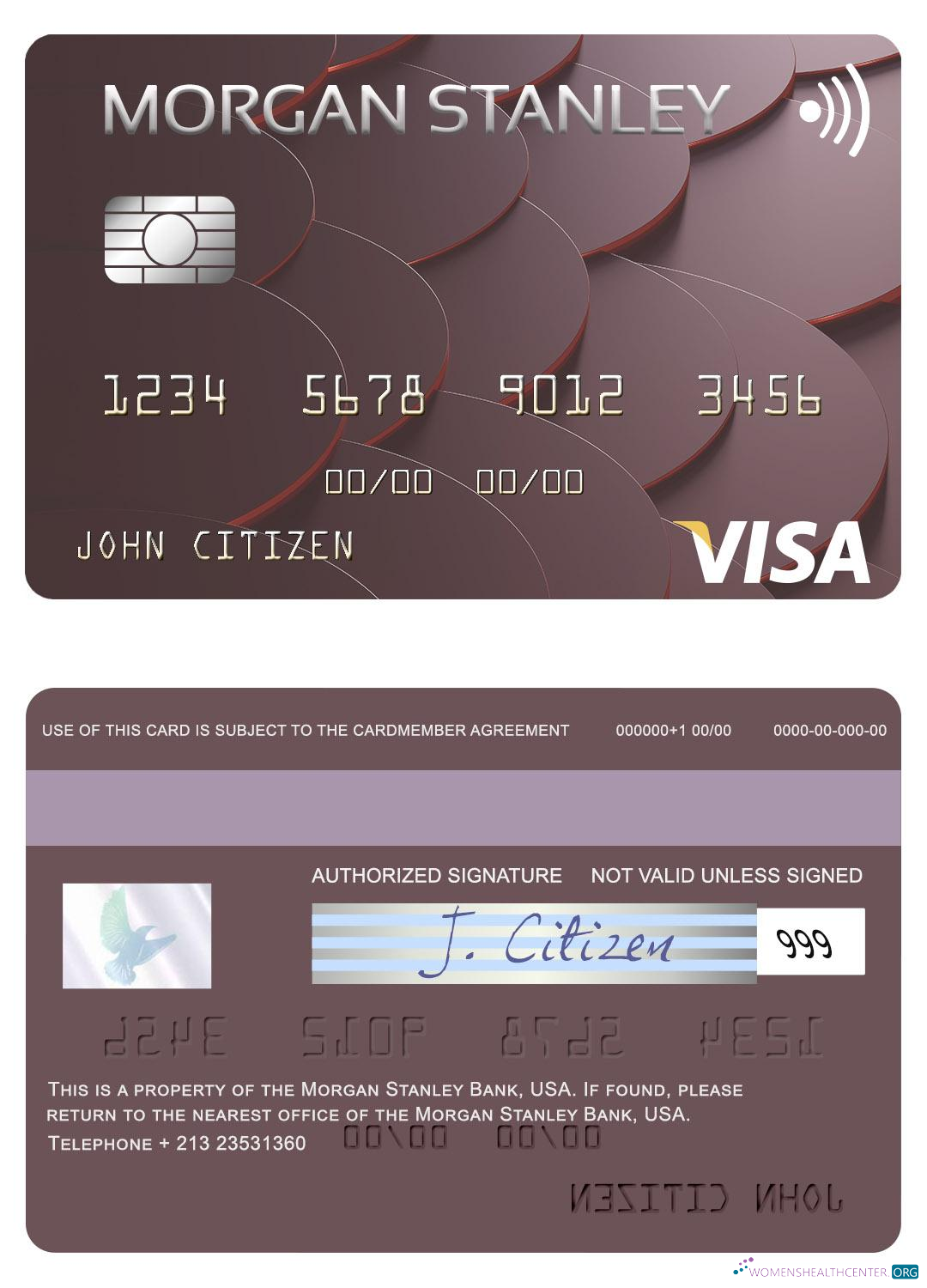 Download USA Morgan Stanley Bank visa card Photoshop template